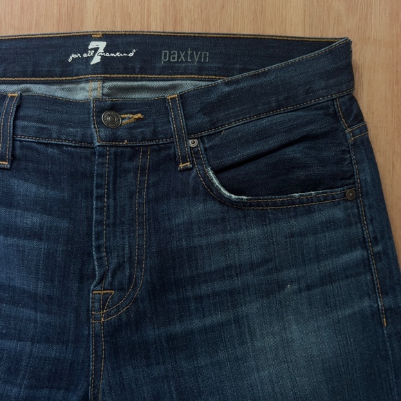 7 For All Mankind Paxtyn jeans men's size 32x34 blue dark wash tapered USA - Picture 3 of 7